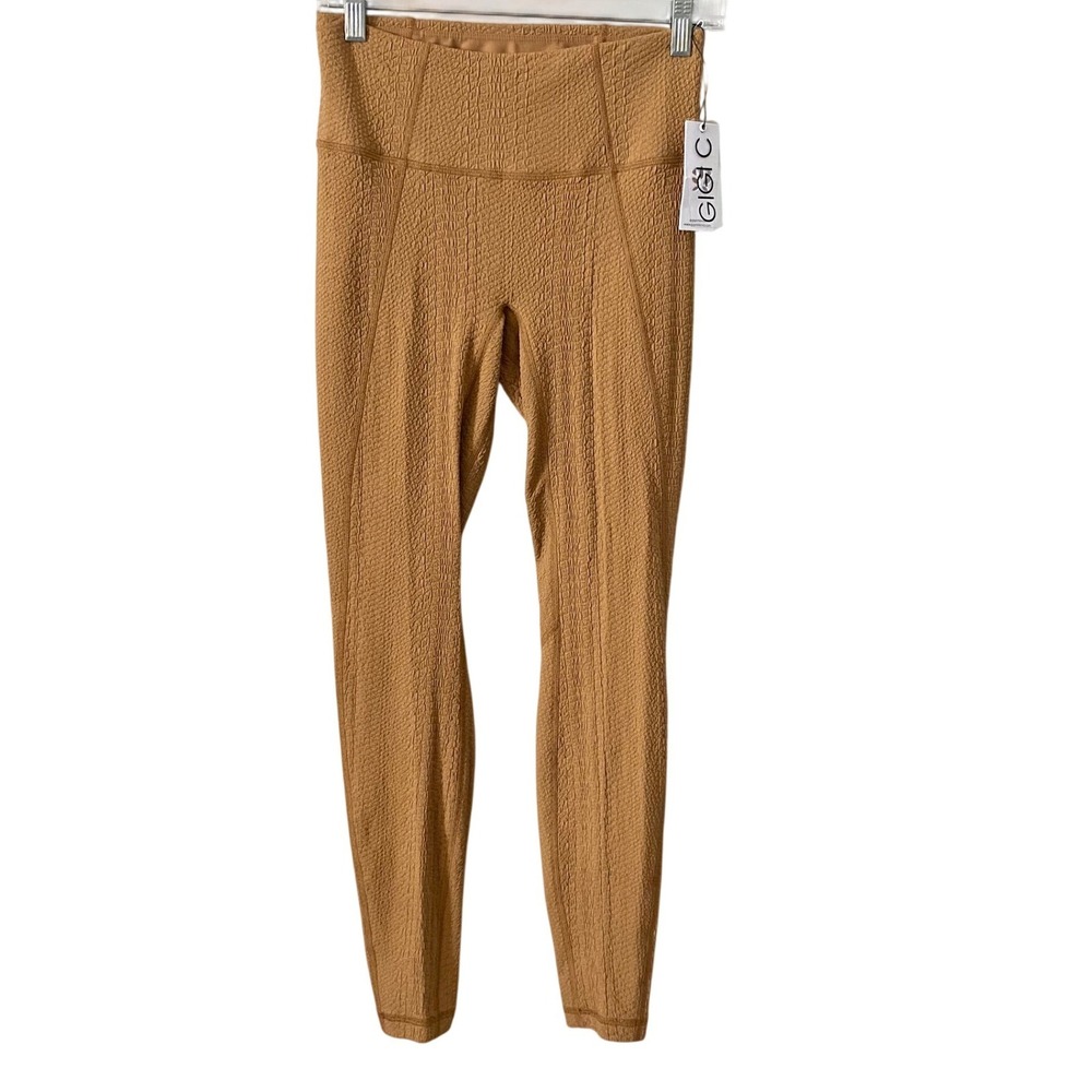 Gigi‎ C Womens High Waisted Earthy Textured Leggings Caramel Brown Size Medium